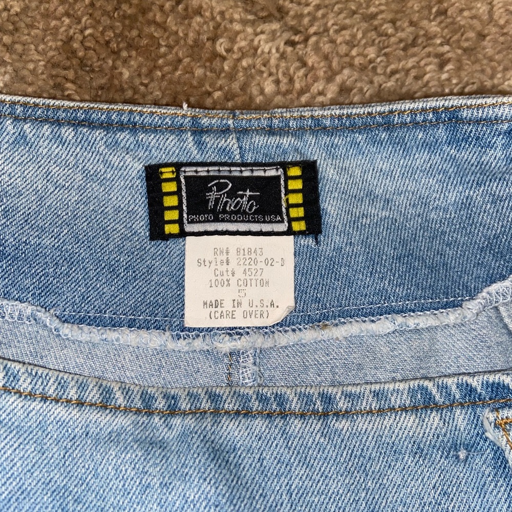 Photo Products USA Light Wash Blue Denim Vintage Jean Mini Short Skirt Skort - Picture 3 of 6